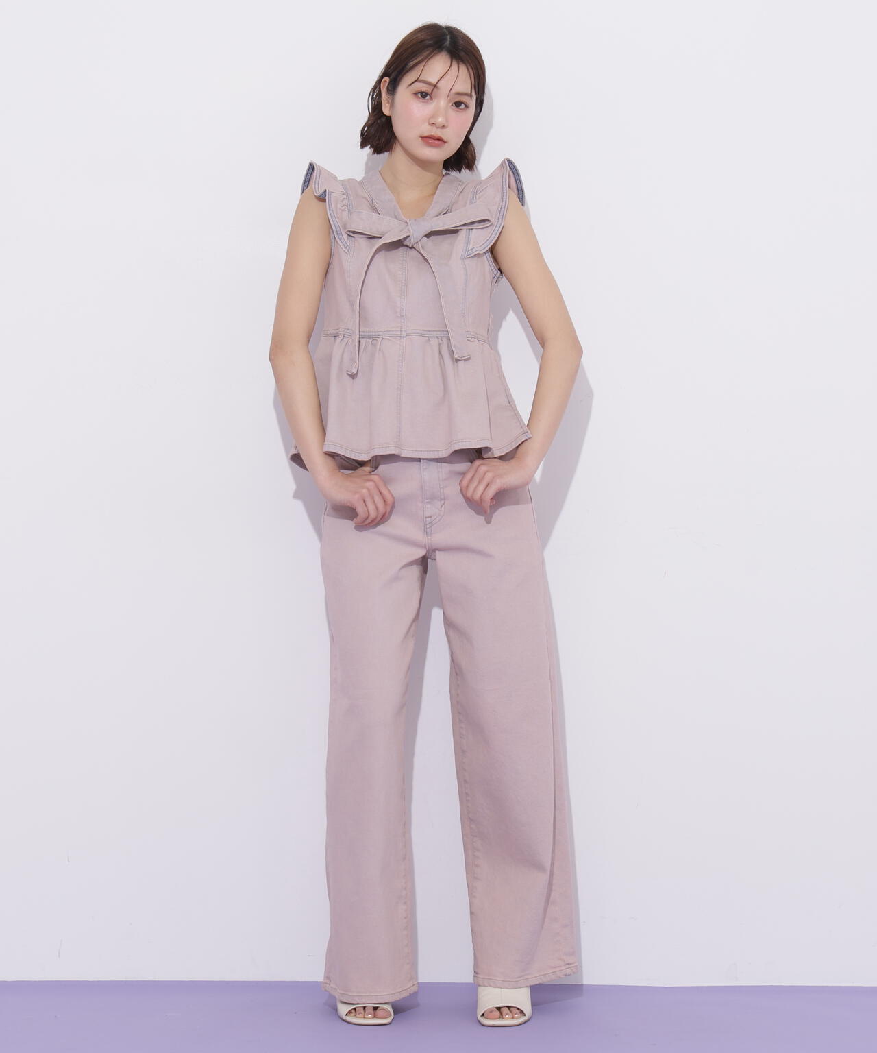 SOMETHING 別注レースアップワイドデニムパンツ | JILL by JILL STUART