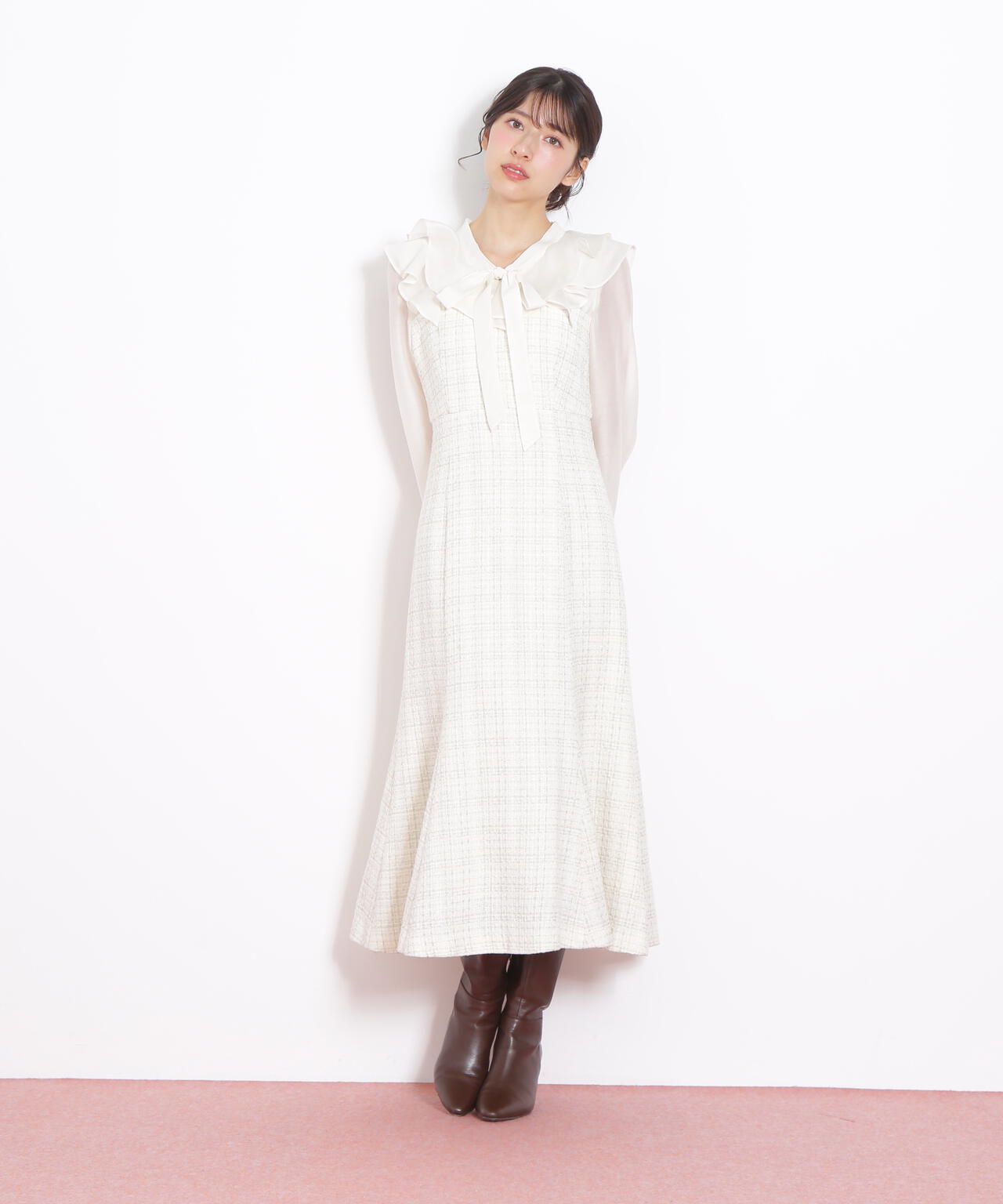 顕様 ツィードワンピース ブラウスドッキングツィードワンピース | JILL by JILL STUART（ジル