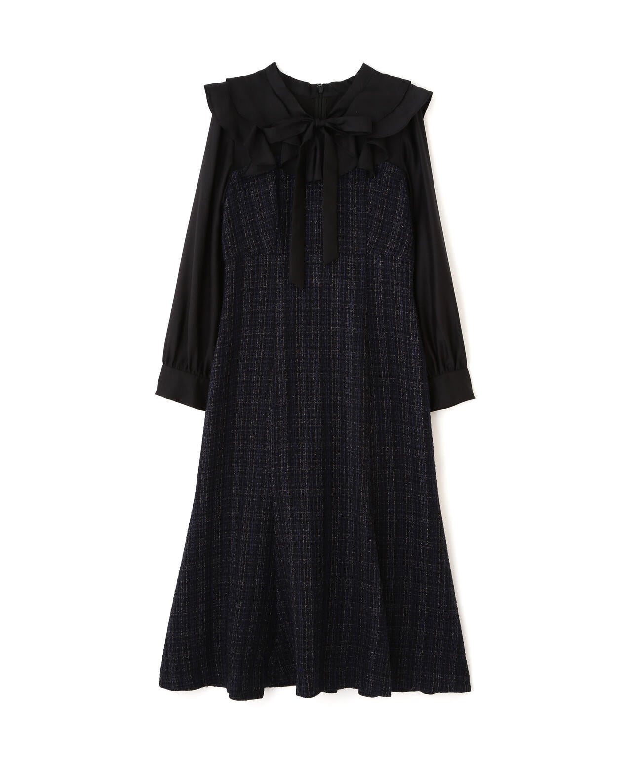 ブラウスドッキングツィードワンピース