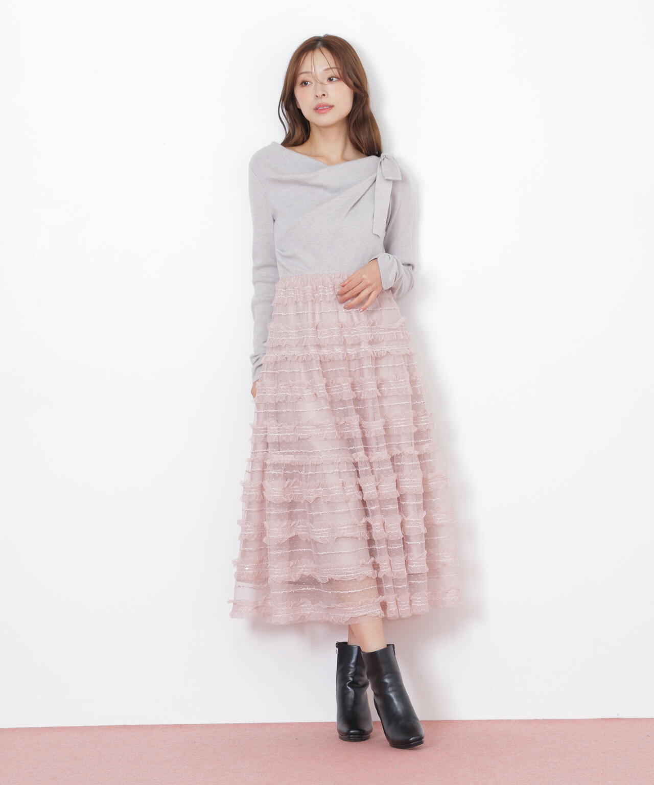 美品 JILLbyJILLSTUART チュールドッキング ワンピース フリルチュールドッキングワンピース | JILL by JILL STUART（ジル