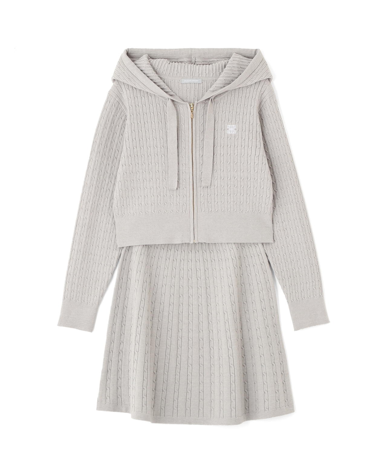 ケーブルニットパーカーセットアップ