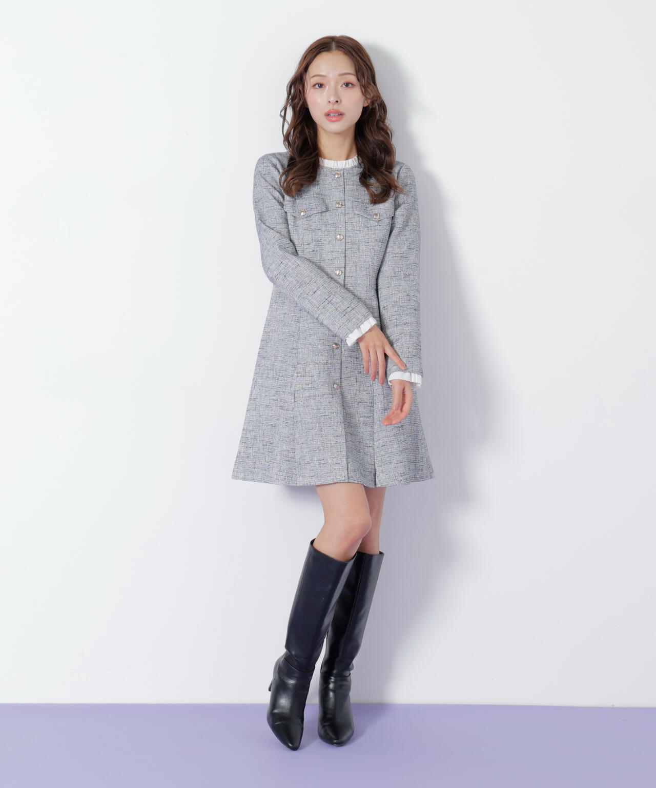 ツィードミニワンピース