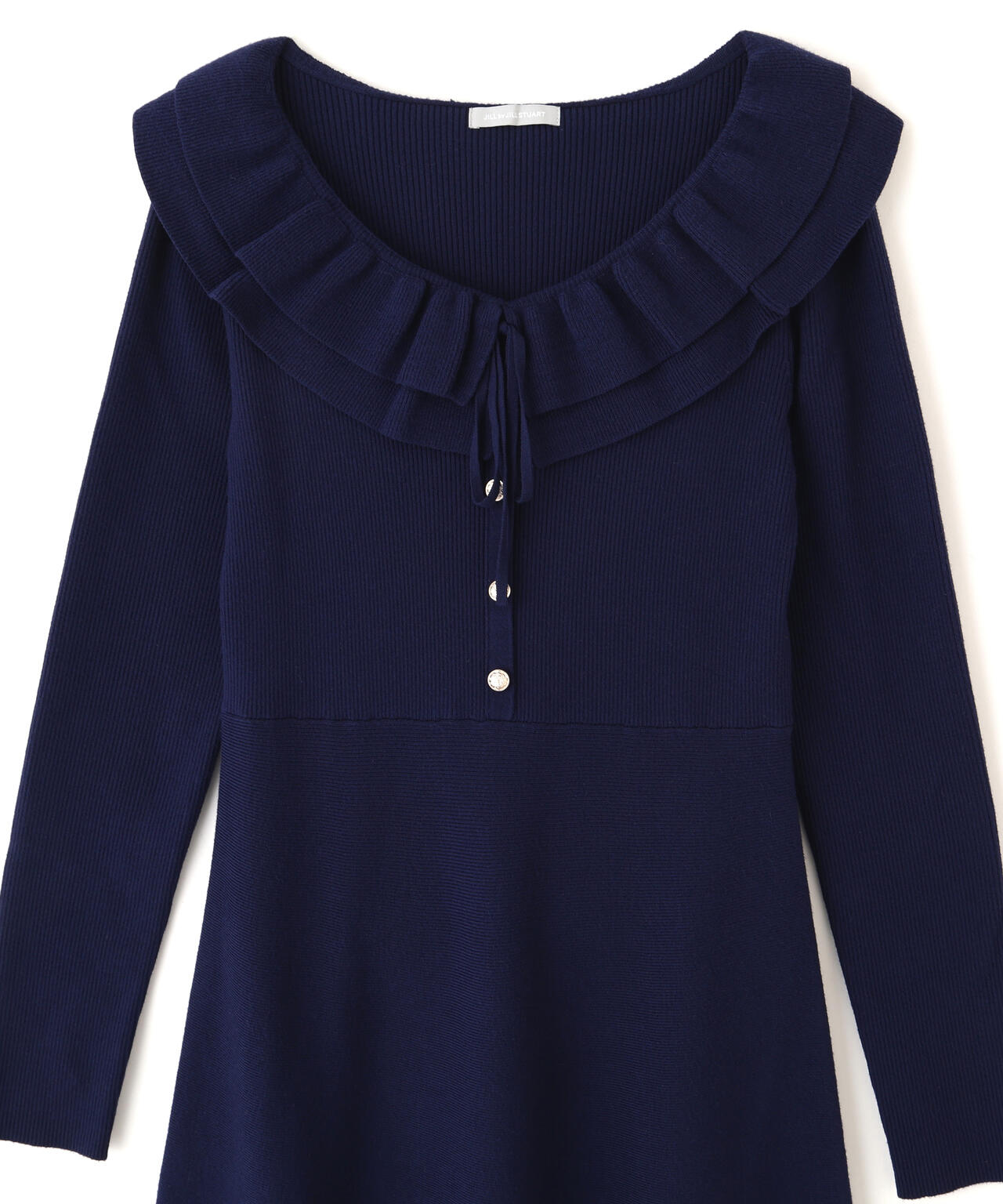 フリル襟バイカラーニットワンピース