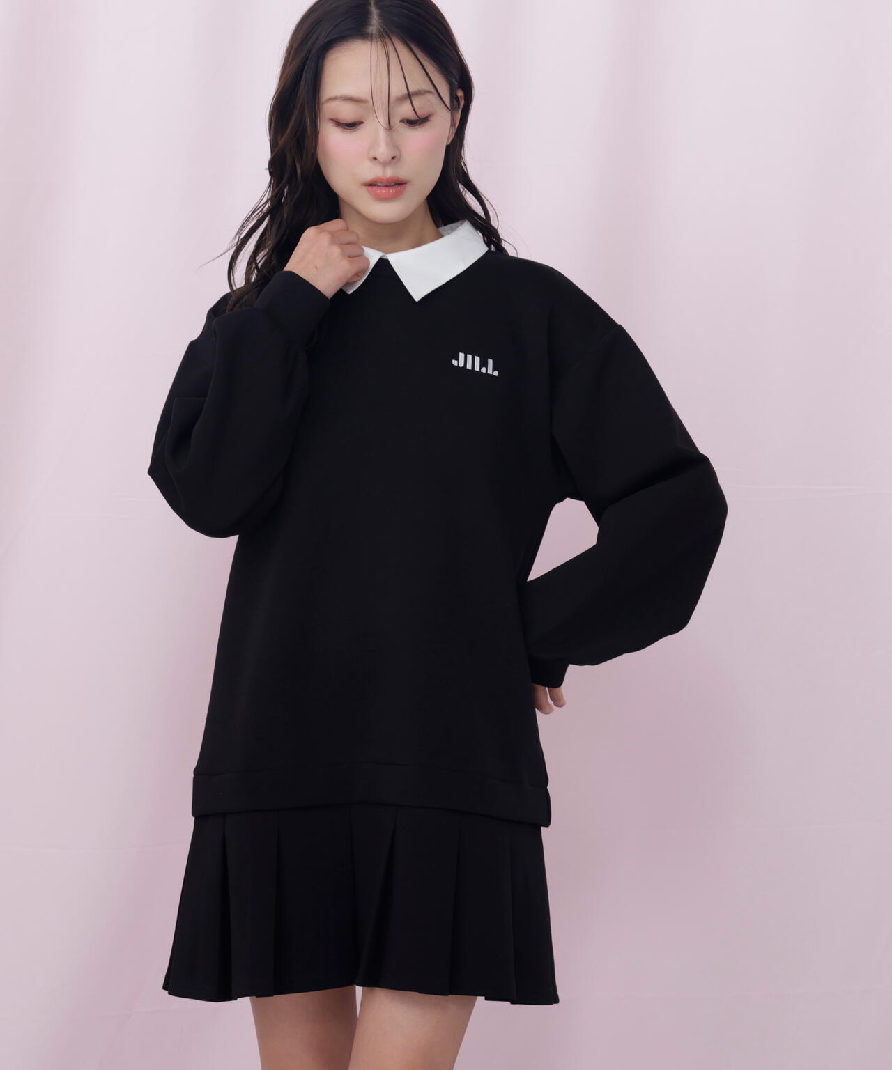 スウェットプリーツミニワンピース