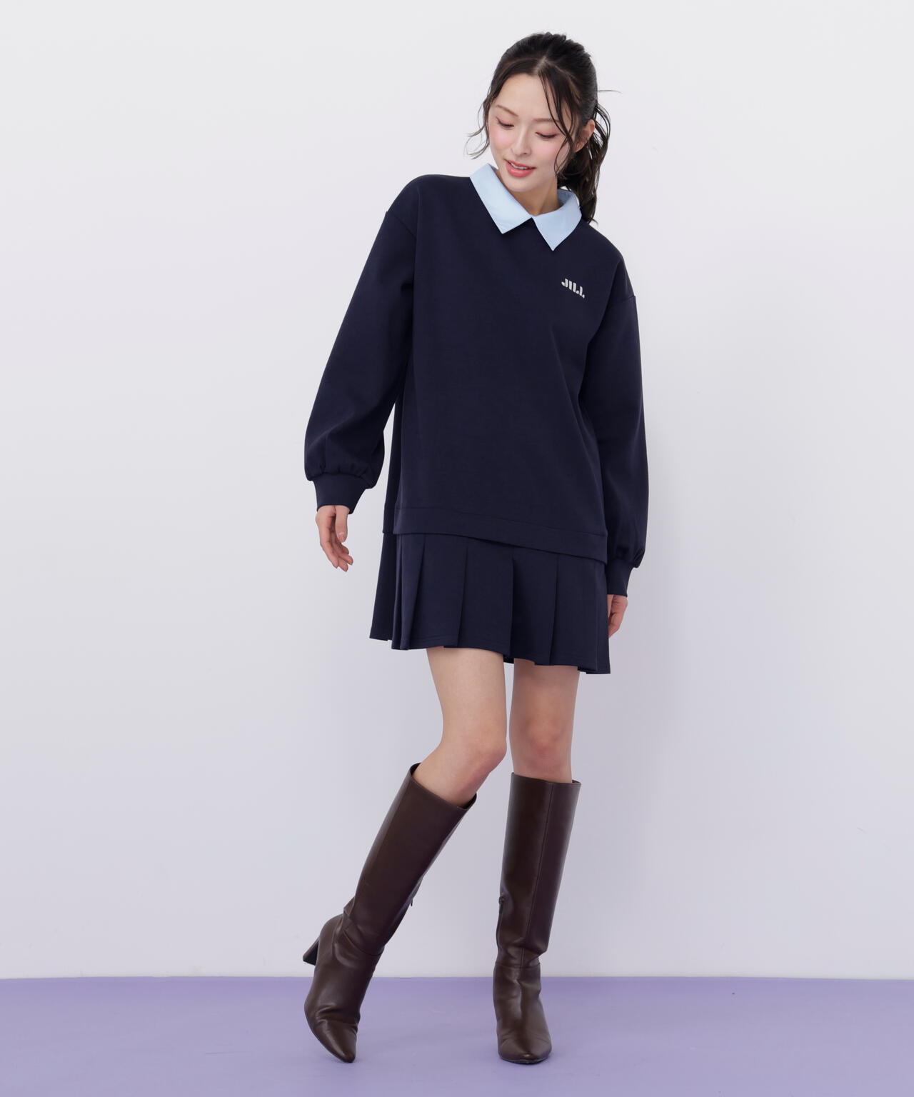 スウェットプリーツミニワンピース