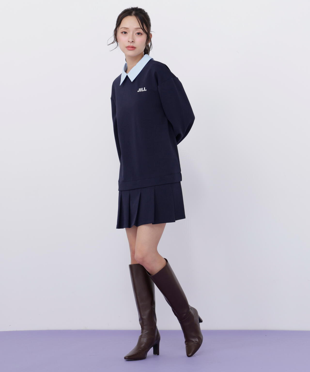 スウェットプリーツミニワンピース