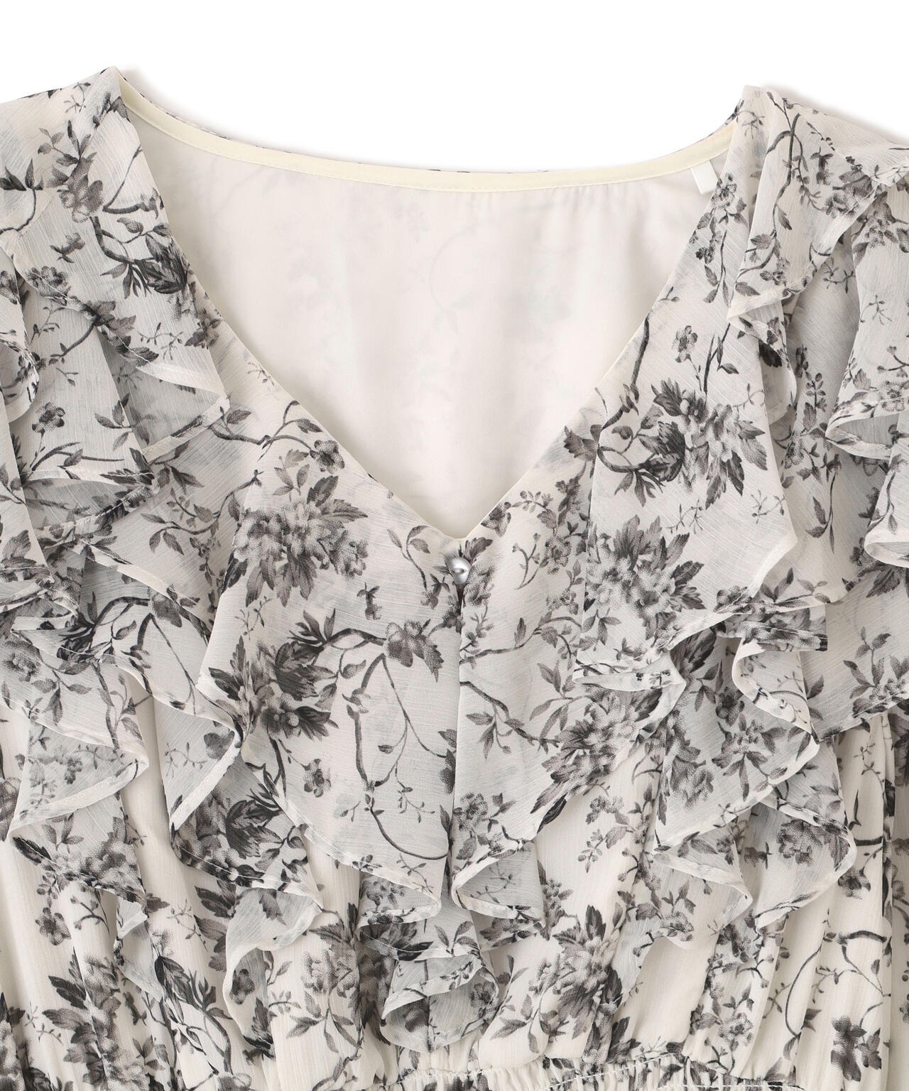 花柄ボリュームフリルワンピース