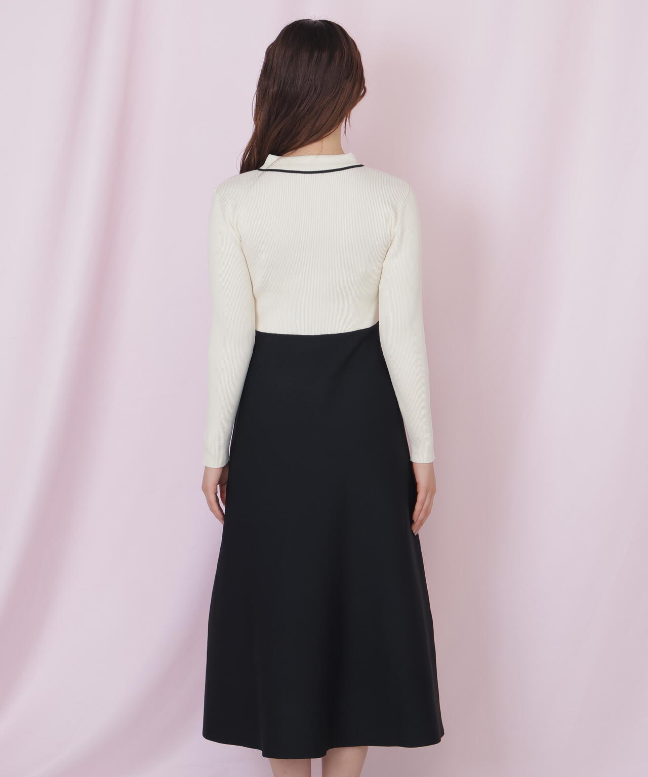 タイ付きニットワンピース