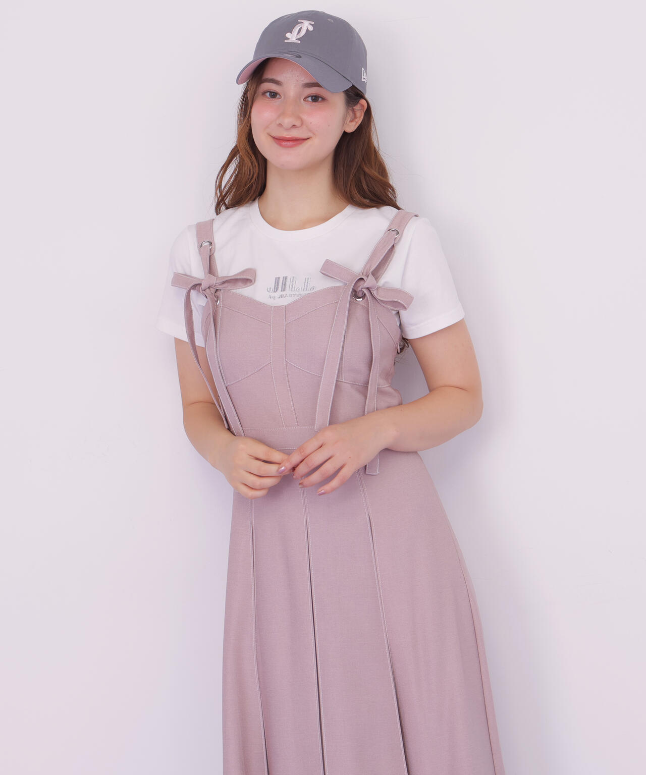 デニムライク配色ステッチビスチェジャンスカ