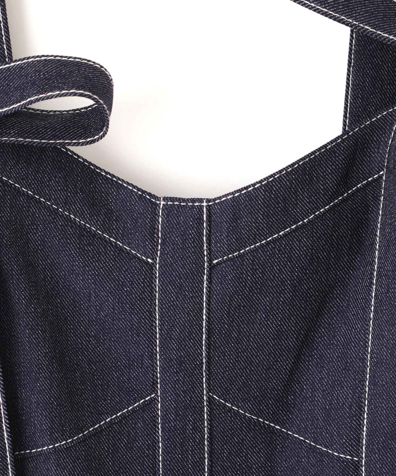 デニムライク配色ステッチビスチェジャンスカ