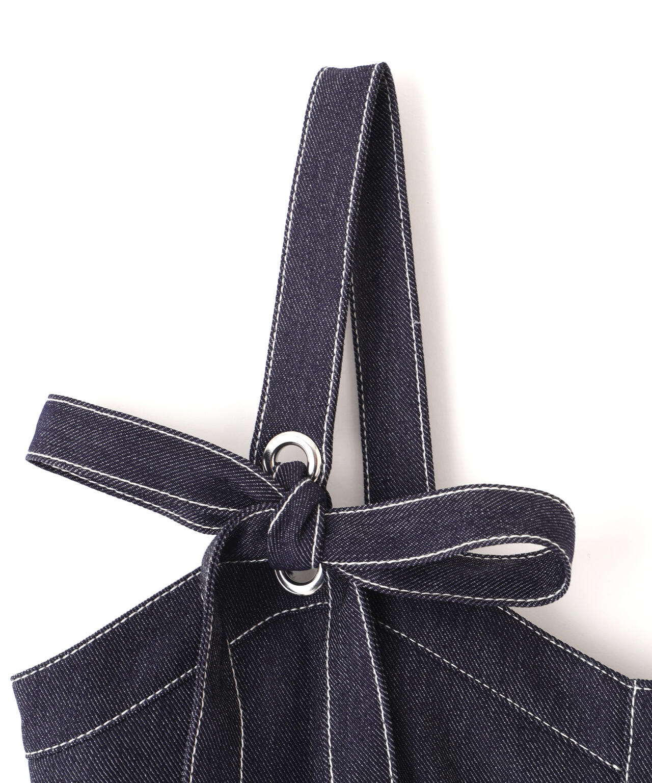 デニムライク配色ステッチビスチェジャンスカ