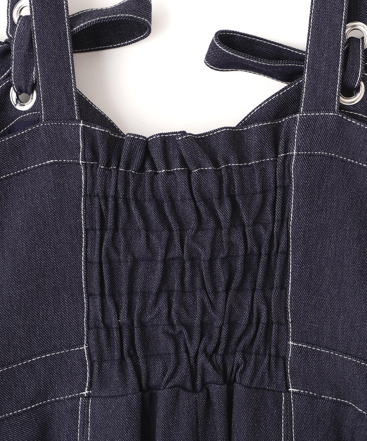 デニムライク配色ステッチビスチェジャンスカ