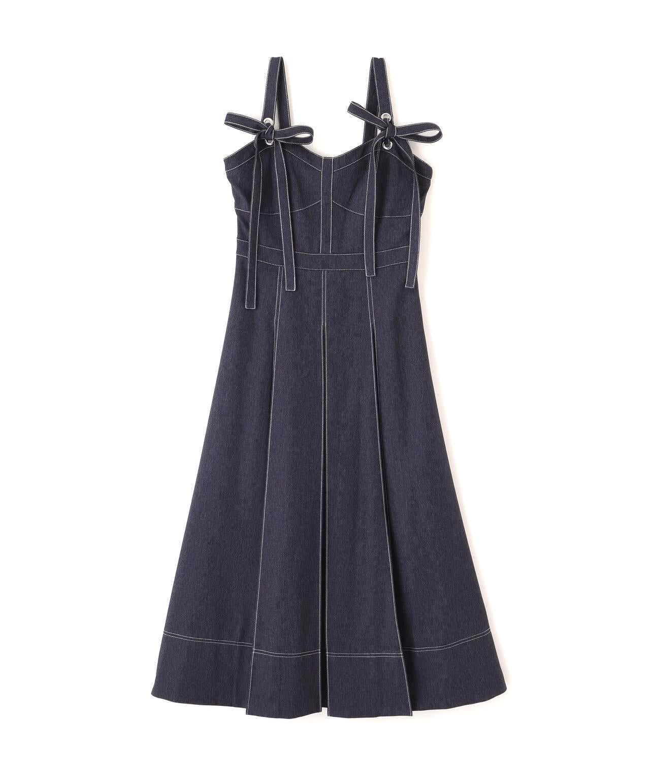 デニムライク配色ステッチビスチェジャンスカ