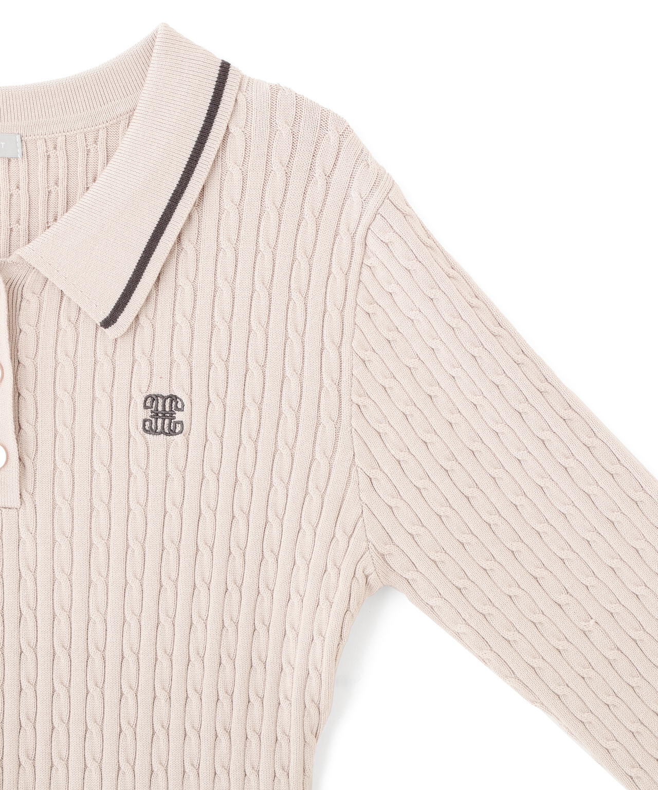 ポロ襟ケーブルミニワンピース