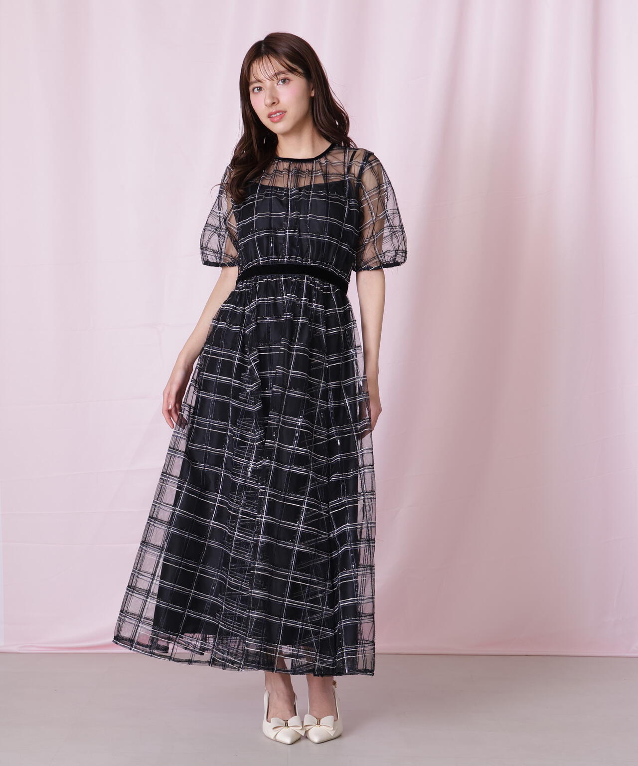 ベロアリボンシアーワンピース