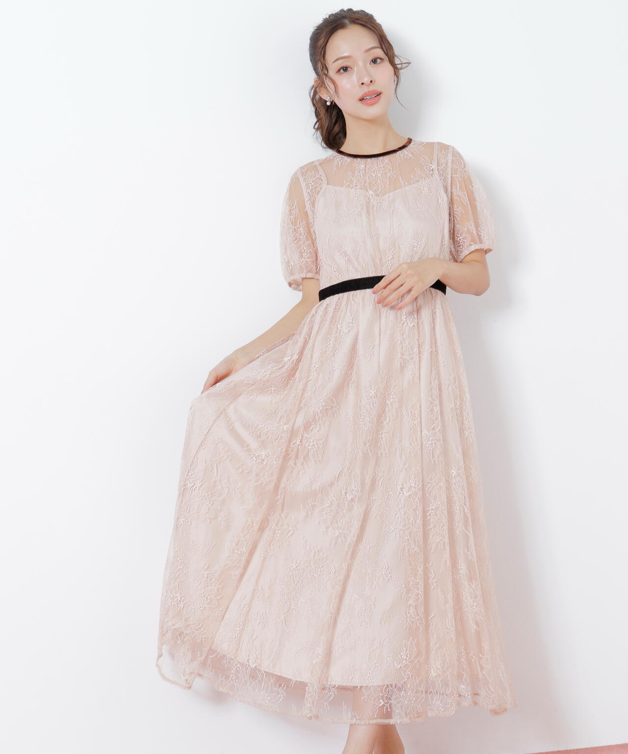 ベロアリボンシアーワンピース