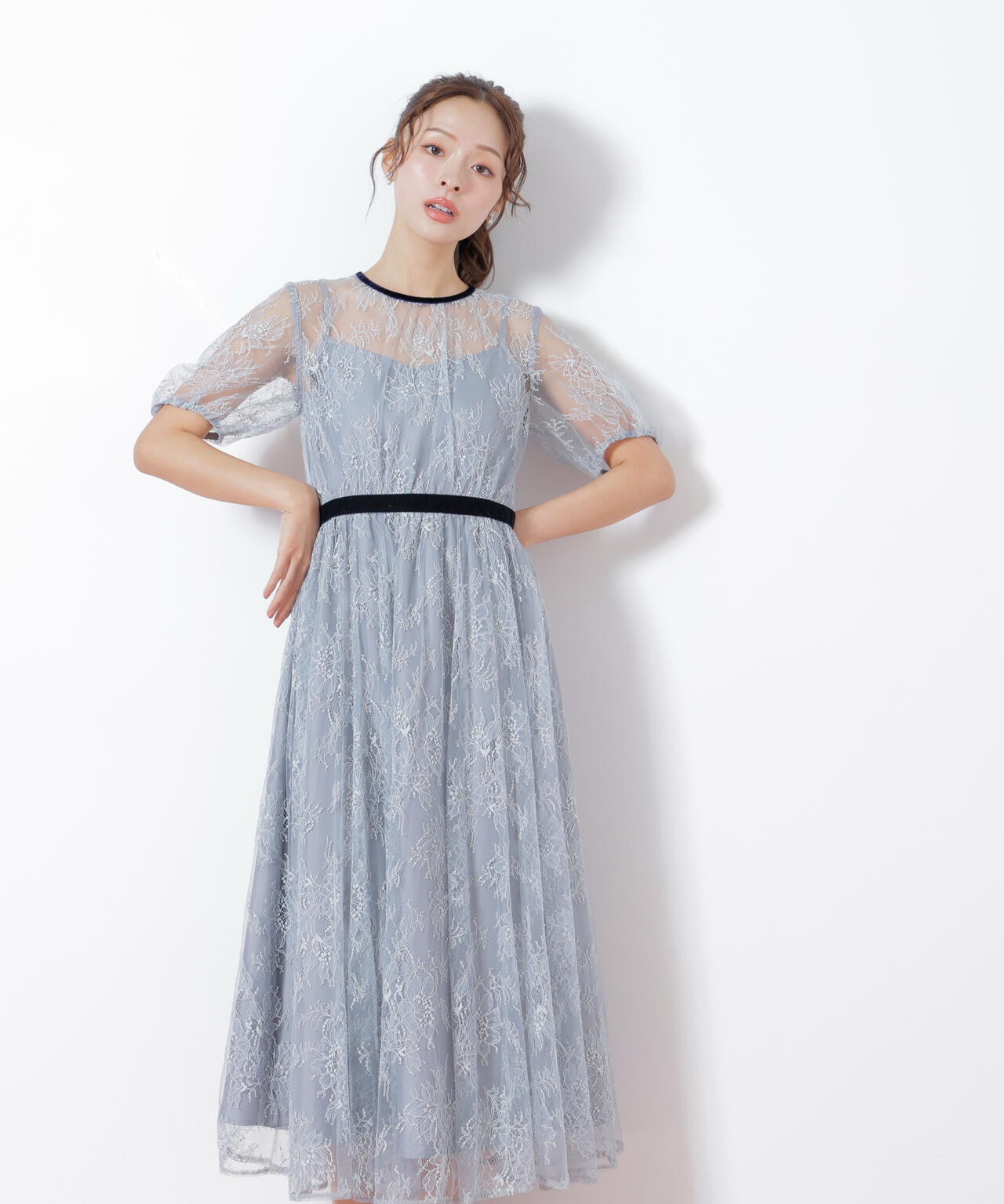 ベロアリボンシアーワンピース