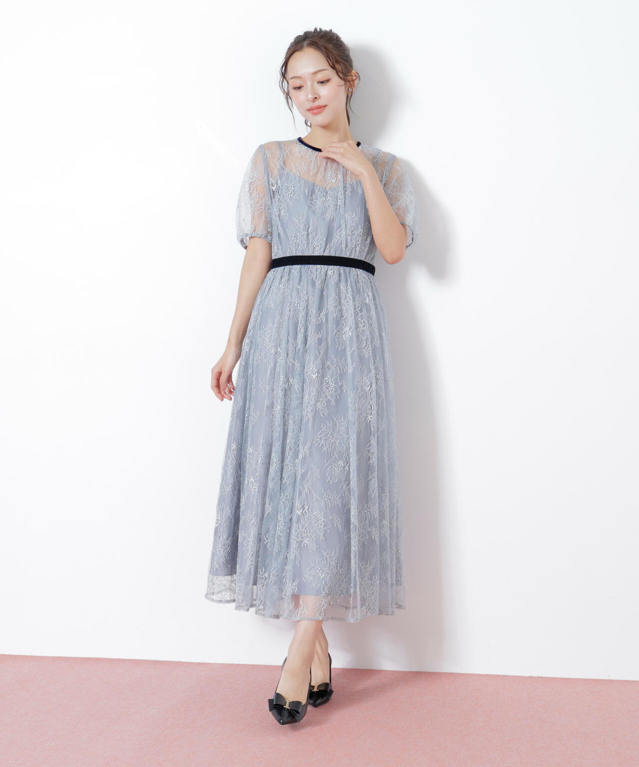 ベロアリボンシアーワンピース