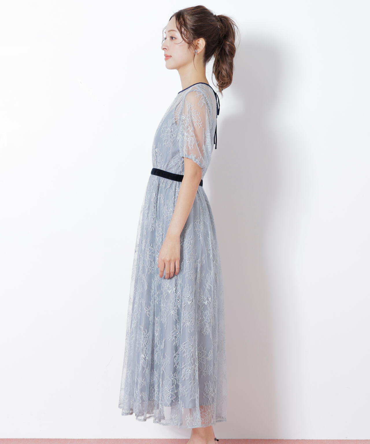 【極美品✨】JILL by JILL STUART ベロアリボンシアーワンピース JILL by JILL STUART（ジルバイジルスチュアート）の「◇ベロアリボン