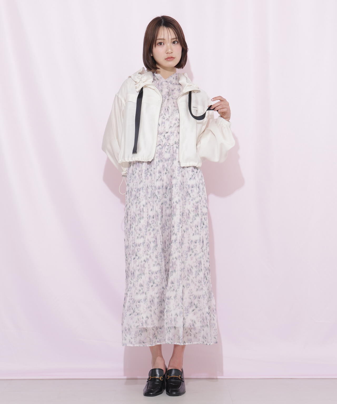 ぼかしフラワープリントワンピース