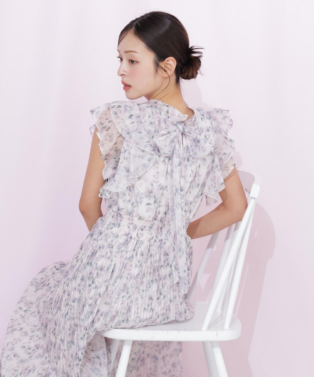 ぼかしフラワープリントワンピース