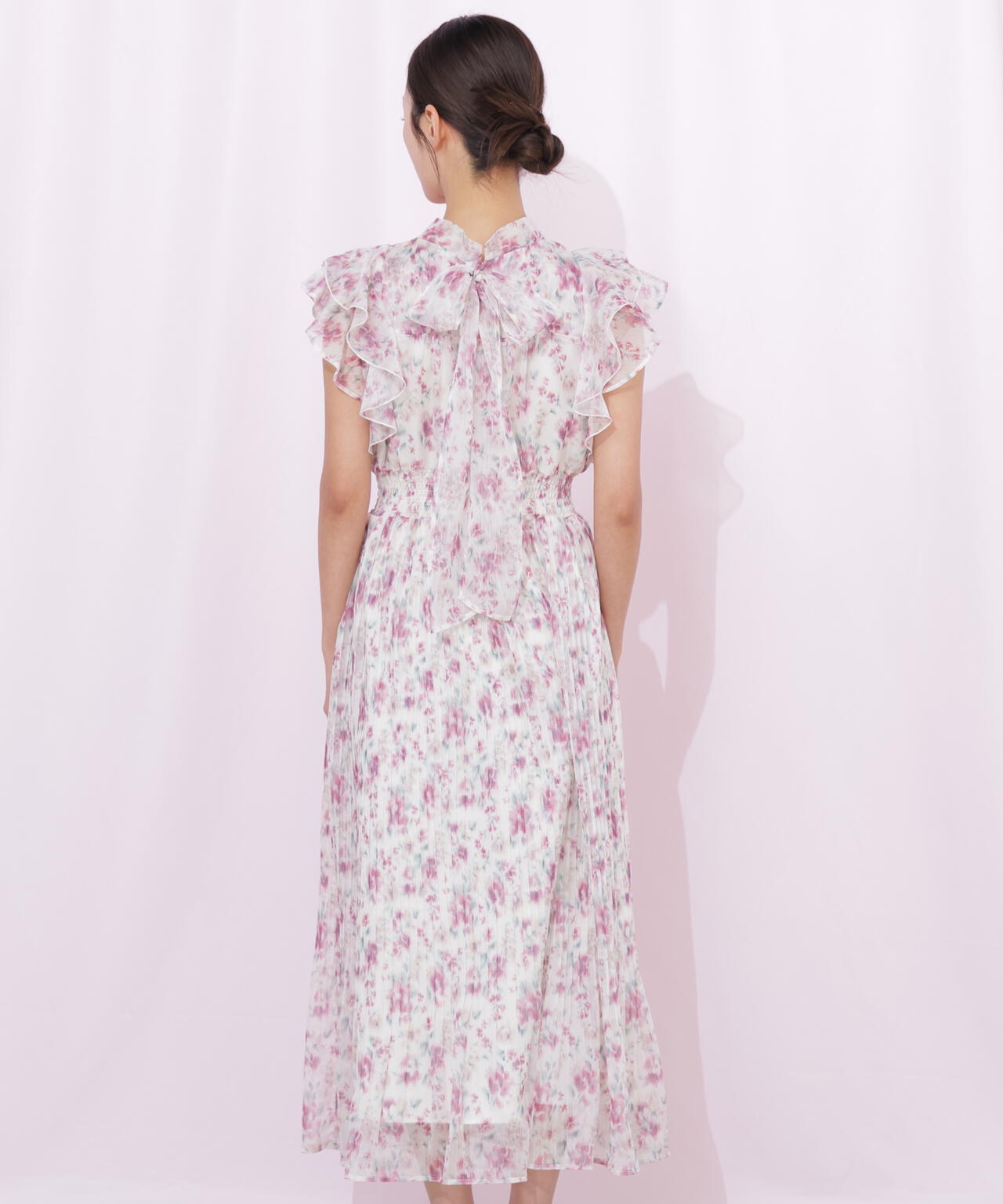 ぼかしフラワープリントワンピース