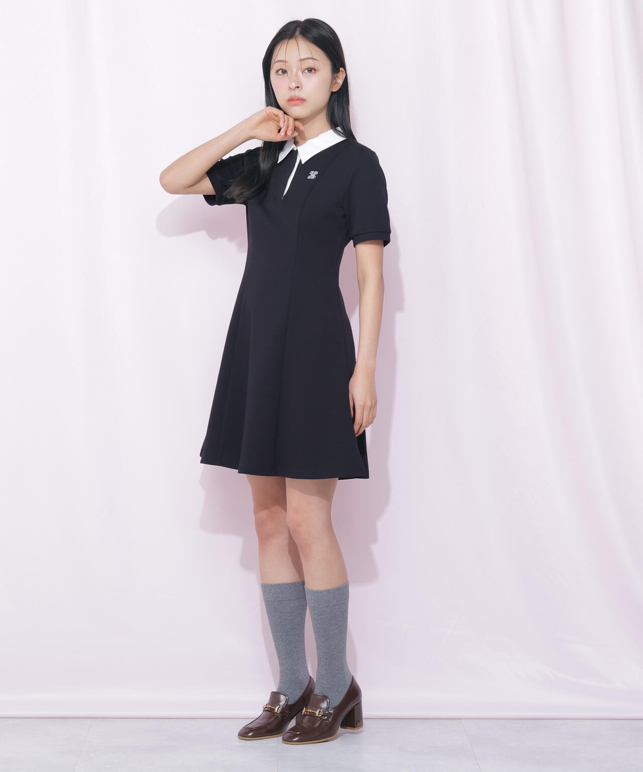 girlish パワショルカットソー　黒とグレー cloche（クロッシェ） クロシェ ブラウス 85667 レディース 長袖