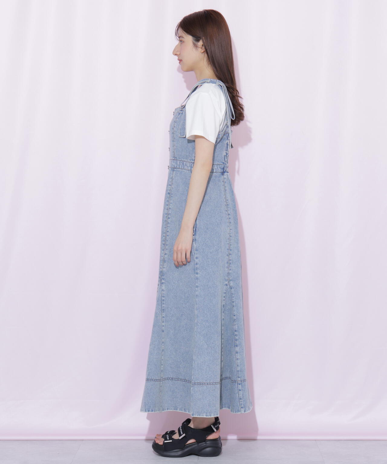 6/12 10:00～6/15 SPECIAL COUPON 対象商品】肩リボンデニムジャンスカ