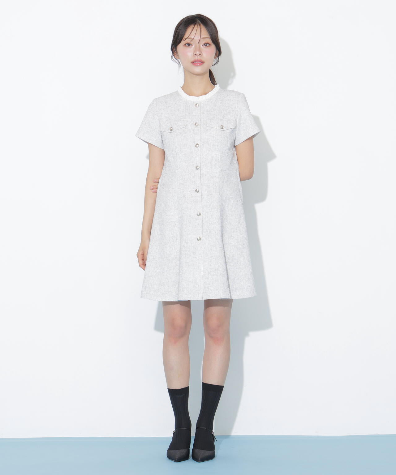 美品✨ポールスチュアート 半袖ワンピース M 6/12 10:00～6/15 SPECIAL COUPON 対象商品】半袖ツィードミニ