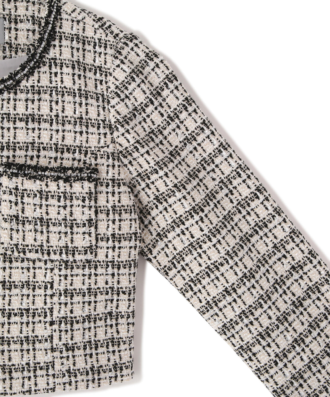 ビジューブレード付きツイードジャケット