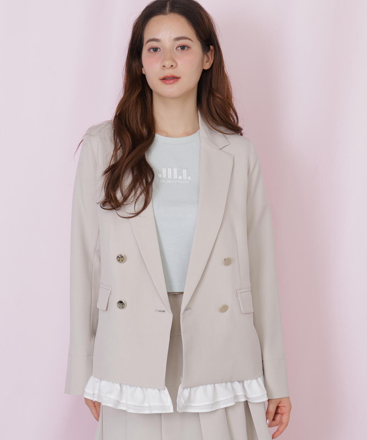 セットアップ対応ドライタッチフリルヘムジャケット