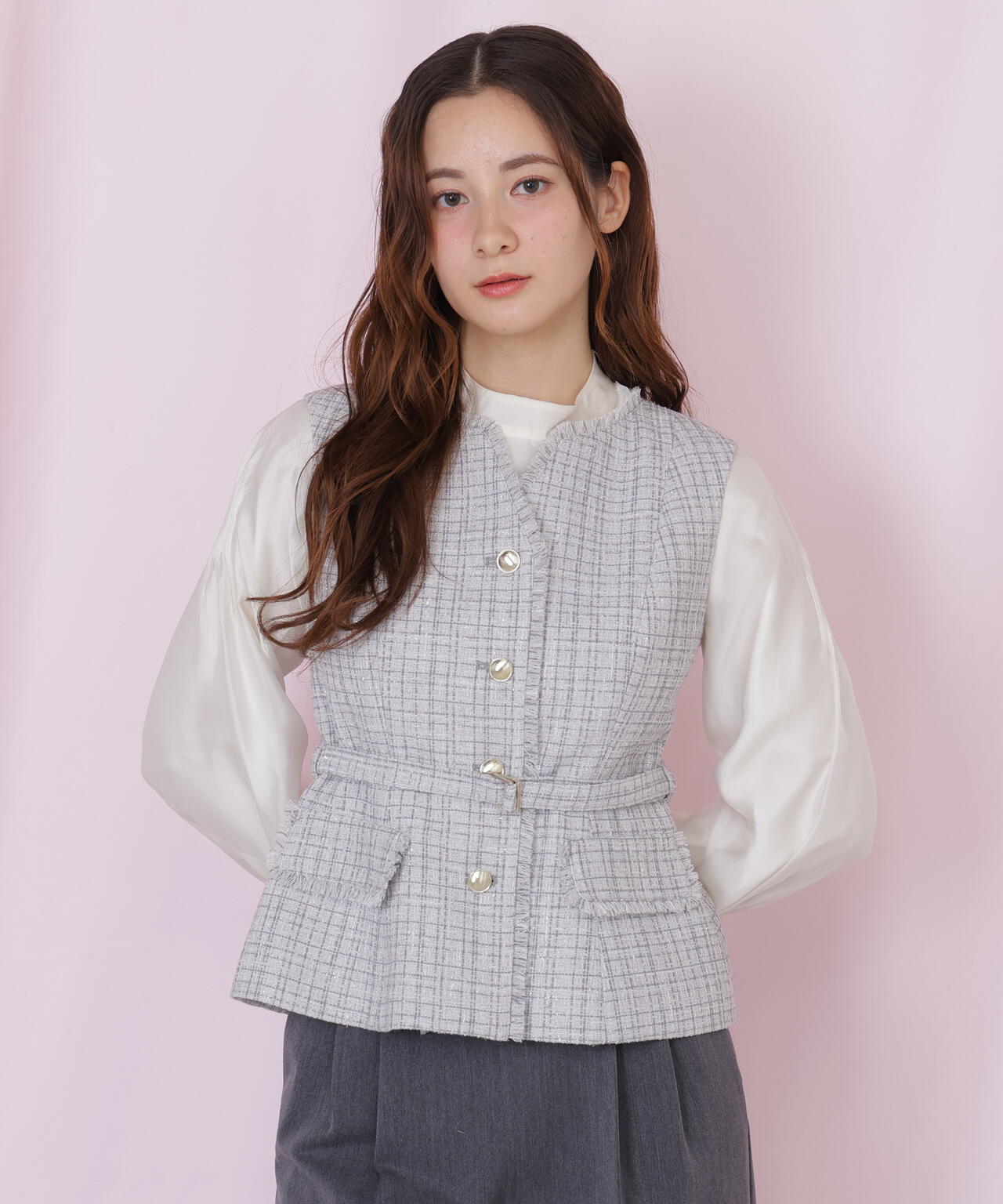 ベルト付きツィードジレ | JILL by JILL STUART（ジル バイ ジル