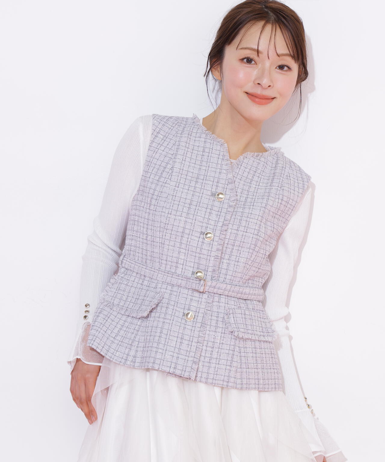 ベルト付きツィードジレ | JILL by JILL STUART（ジル バイ ジル
