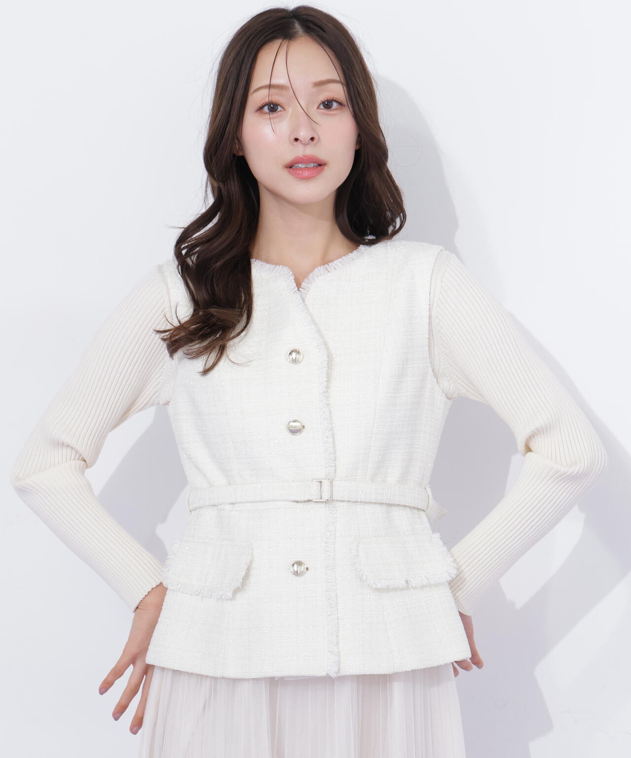 ベルト付きツィードジレ