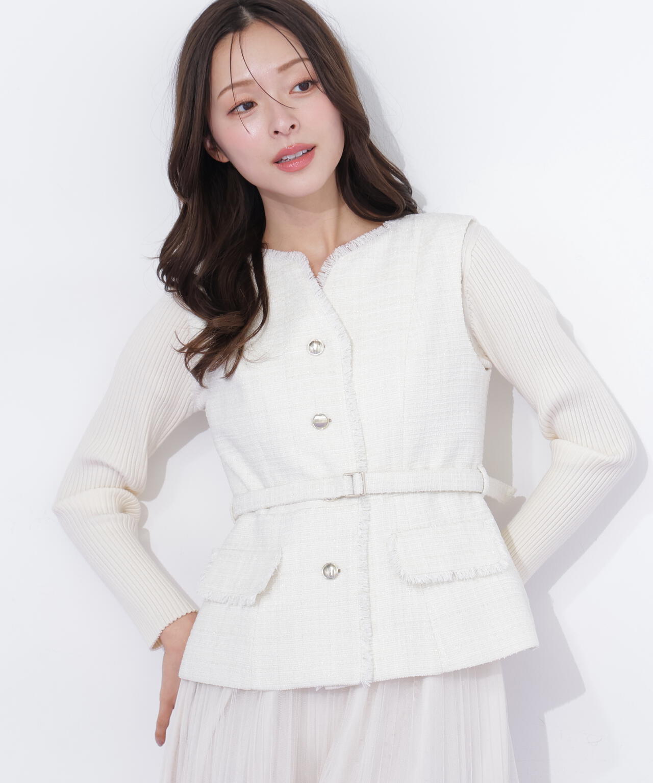 ベルト付きツィードジレ | JILL by JILL STUART（ジル バイ ジル