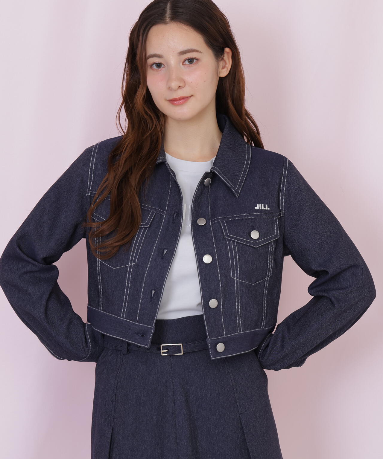 デニムライク配色ステッチジャケット