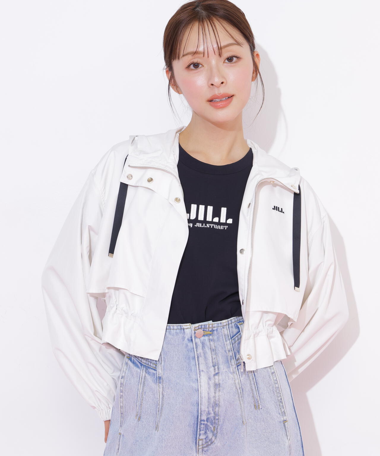 LOHEN ボトルネック レイヤードブルゾン　ホワイト レイヤードジャケット | JILL by JILL STUART（ジル バイ ジル