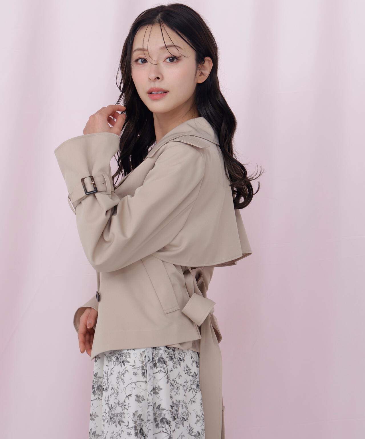 【Mavie..7】スタンドカラーショートトレンチ Mavie..7】スタンドカラーショートトレンチ | Remind me and forever