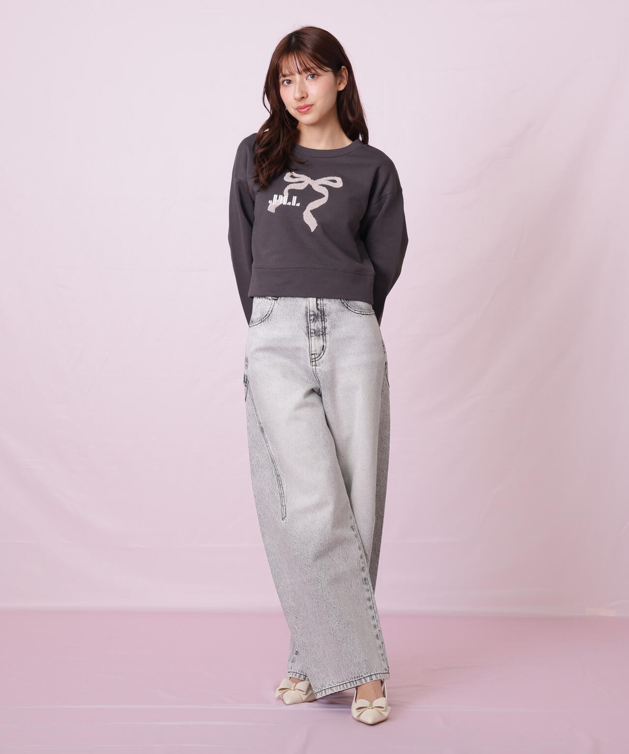 サガラ刺繍リボンロゴスウェット