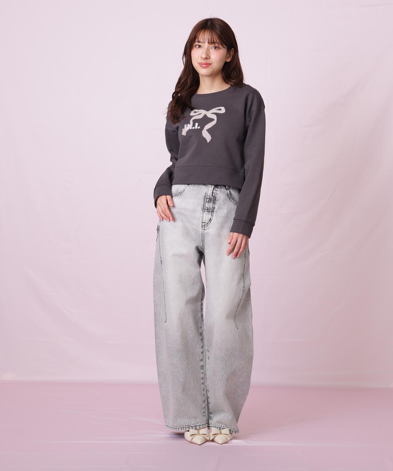 サガラ刺繍リボンロゴスウェット