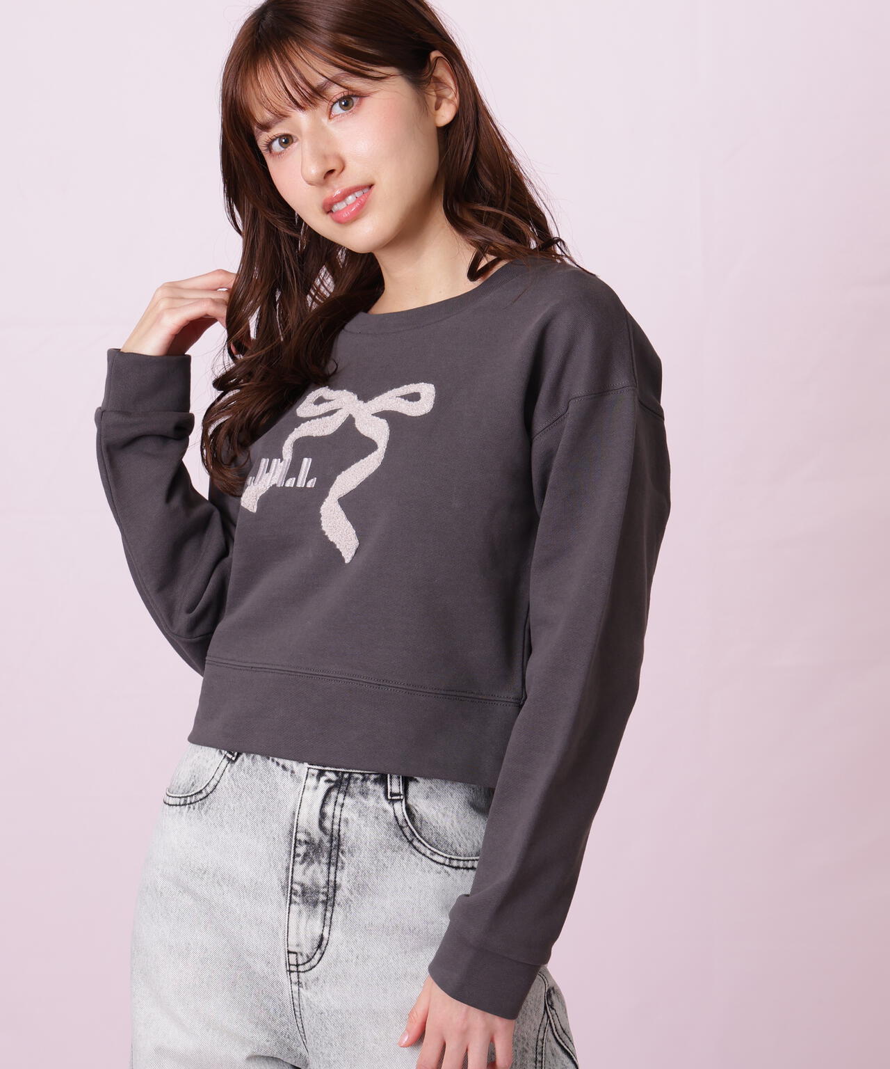 サガラ刺繍リボンロゴスウェット