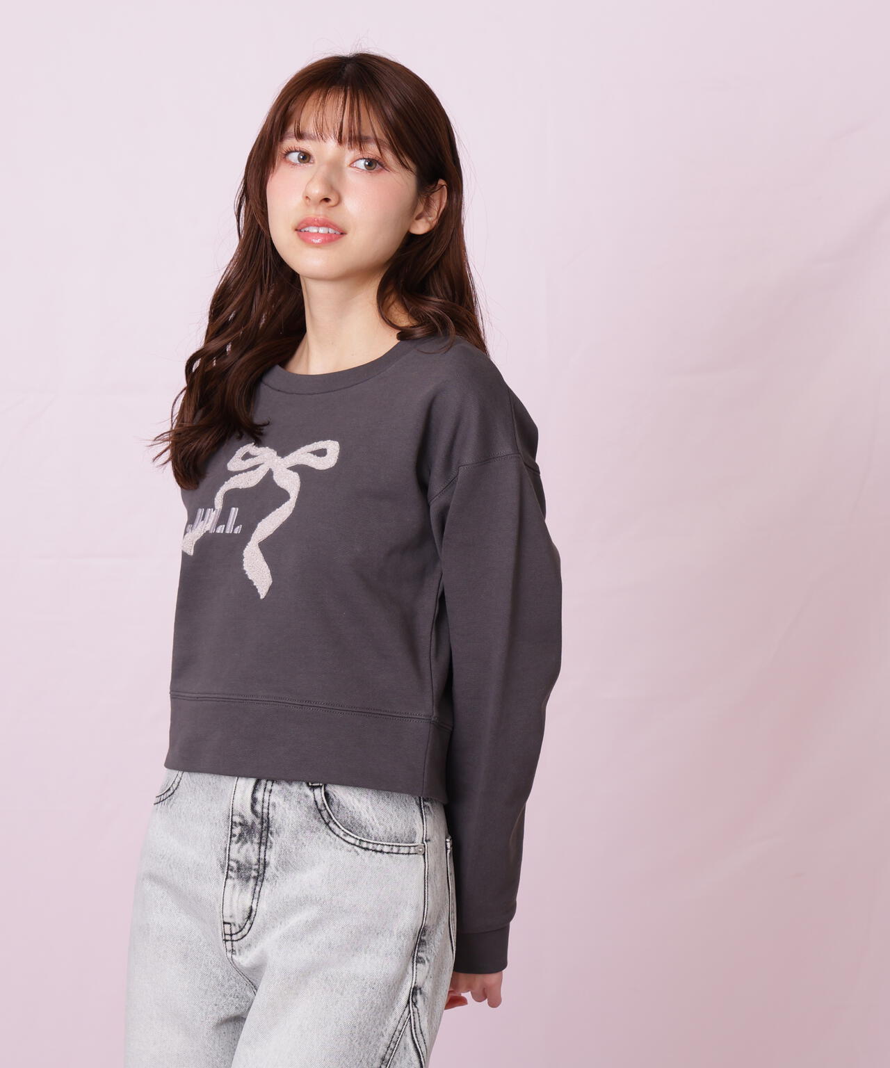 サガラ刺繍リボンロゴスウェット