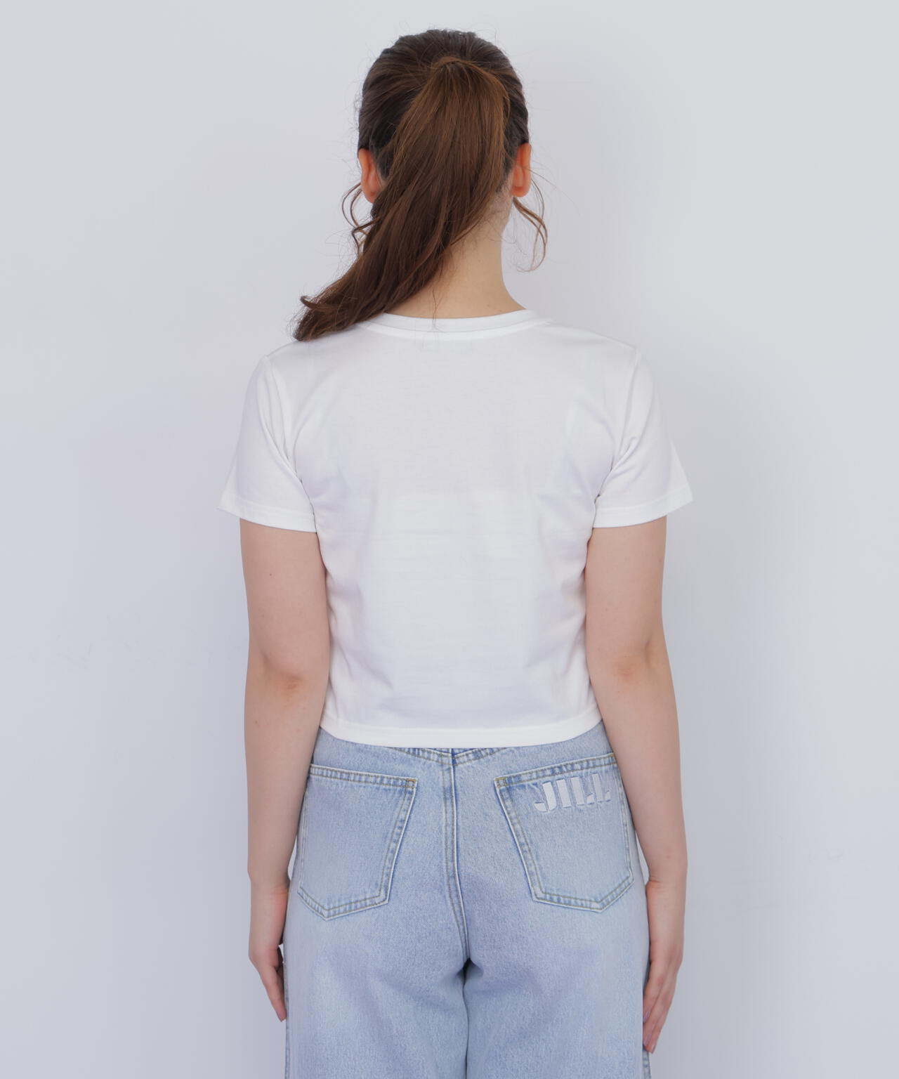 ショート丈刺繍ロゴTシャツオーガニックコットン