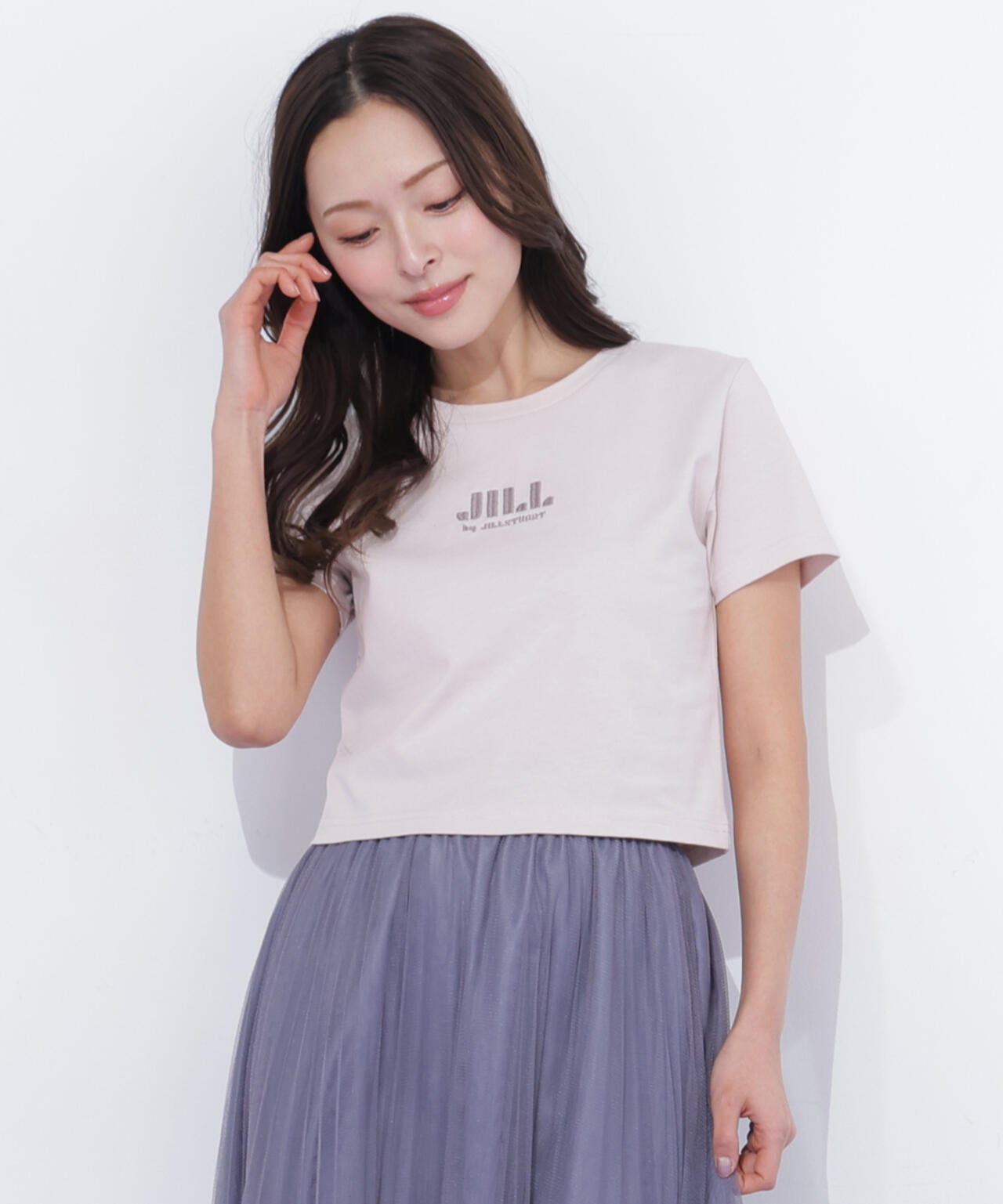 ショート丈刺繍ロゴTシャツオーガニックコットン