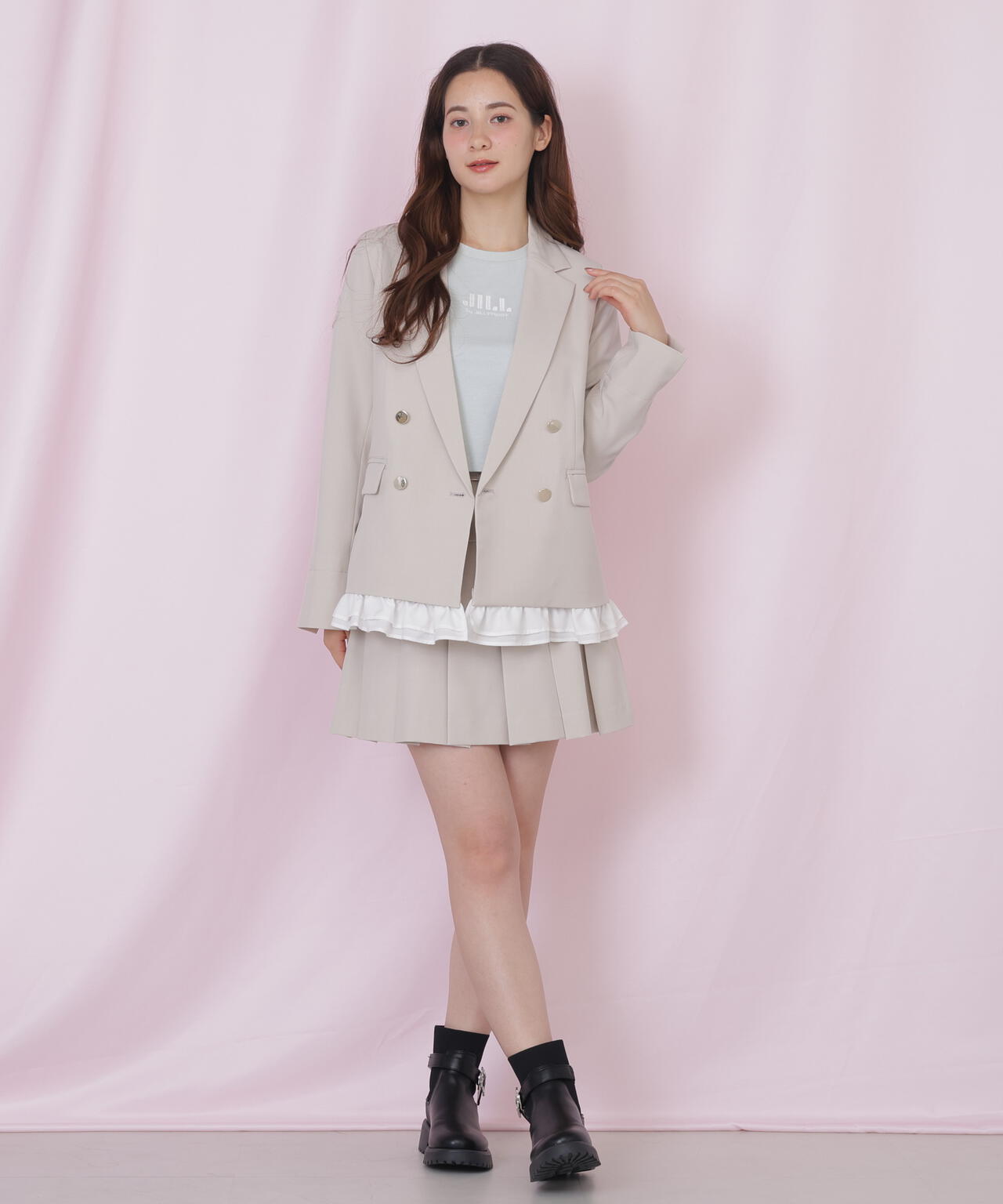 ショート丈刺繍ロゴTシャツオーガニックコットン