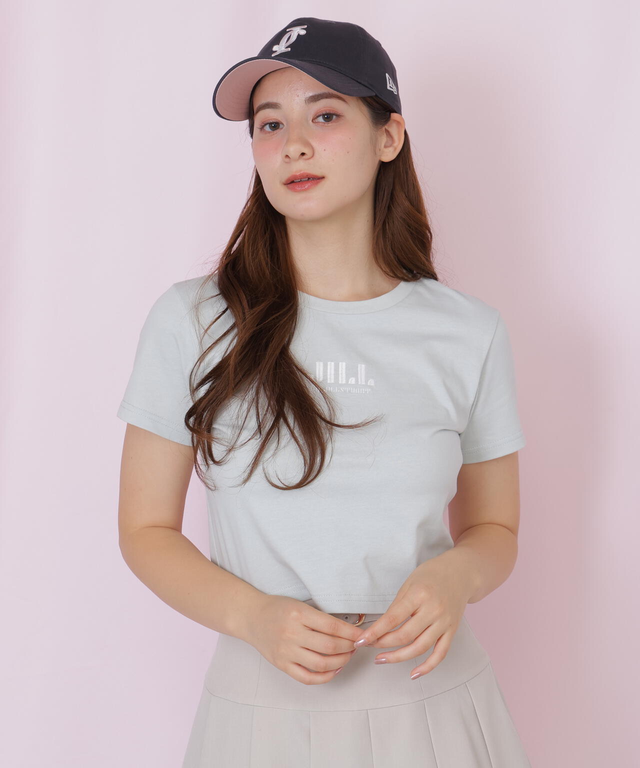 ショート丈刺繍ロゴTシャツオーガニックコットン