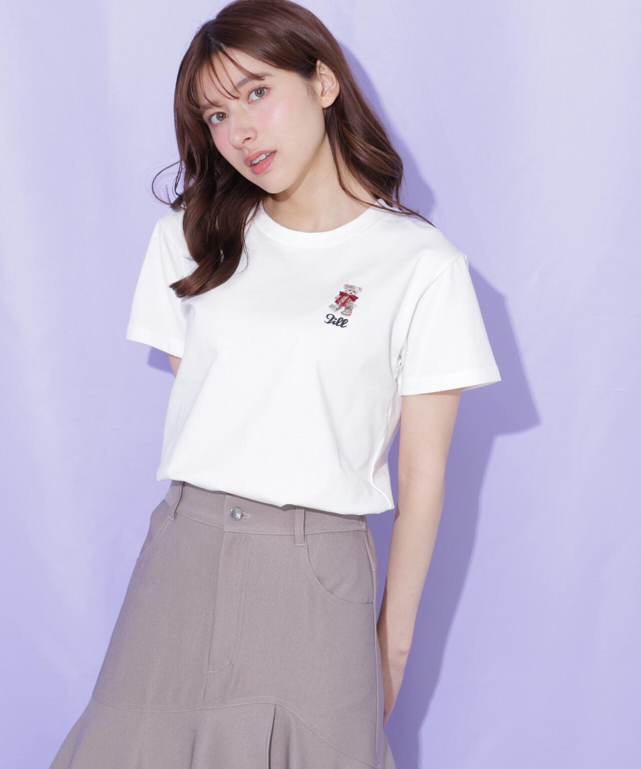BEARシリーズ＞刺繍Tシャツオーガニックコットン | JILL by JILL