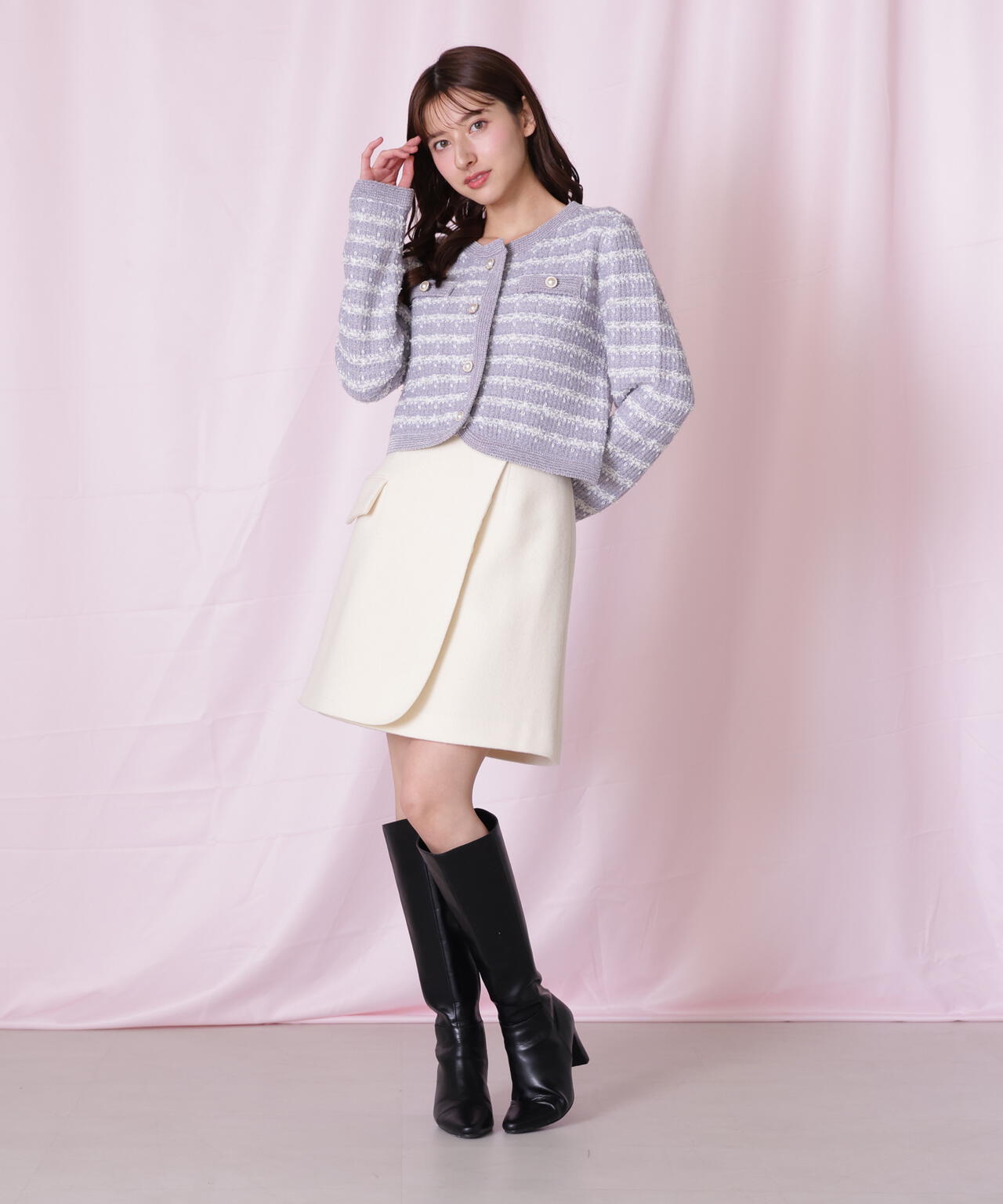 ラメミックスツィードニットジャケット