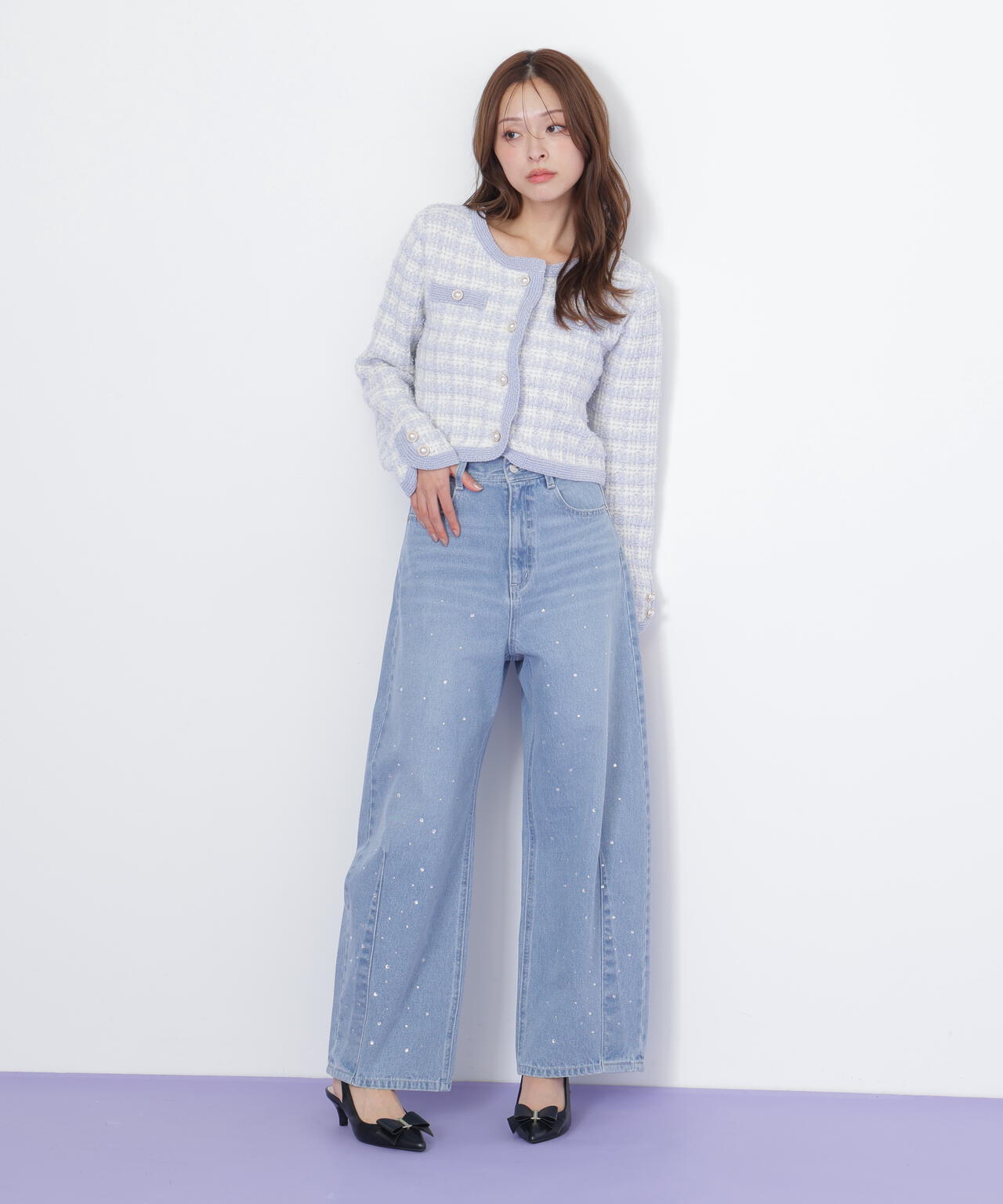 ラメミックスツィードニットジャケット