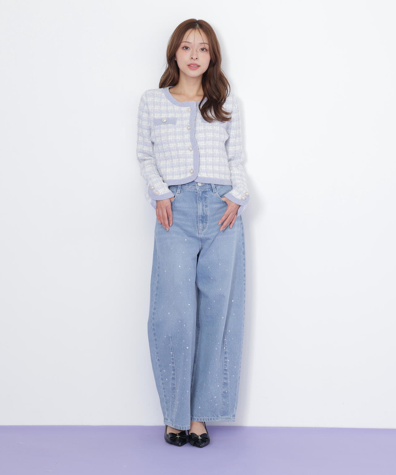 ラメミックスツィードニットジャケット